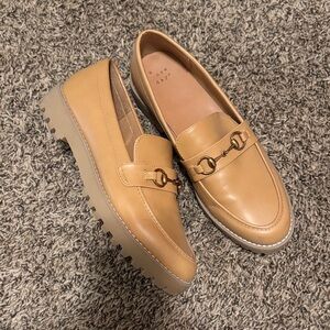 Tan Loafers with Gold Bit